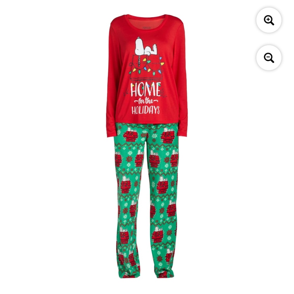 Peanuts Snoopy Women’s Home For The Holidays Pajama Set Size XL NWT - Picture 5 of 11